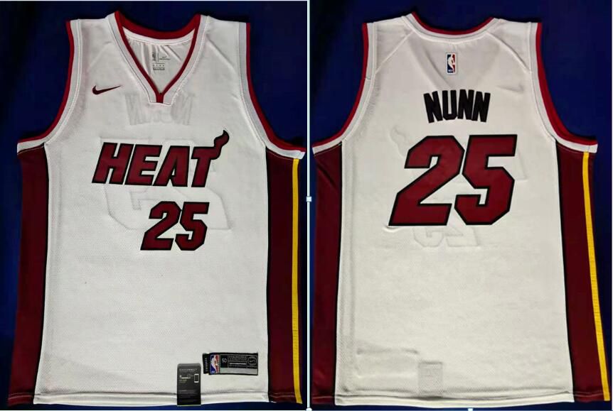 Men Miami Heat 25 Nunn White Nike Game NBA Jerseys